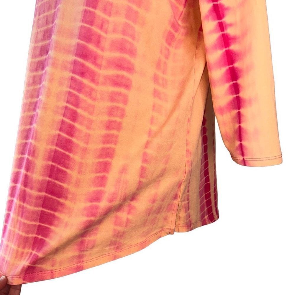 Belle by Kim Gravel Womens Pink Tie Dye Modal Blend Vneck T-shirt Size Medium - Picture 4 of 9